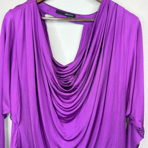 Jay Godfrey Women's‎ Cowl Neck Blouse Size 4 Purple Long Sleeve - Picture 7 of 13